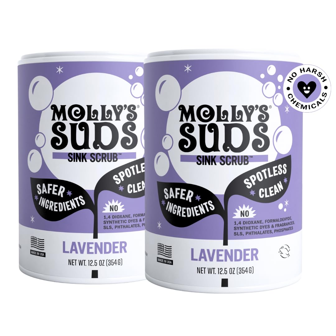Molly's Suds Sink and All Purpose SCRUB | Gently Removes Stains, Scrubs Away Grease & Gime, Buffs out Scratches | Plant and Mineral Based | 2 Pack, Beach Scent Nirvana Guru