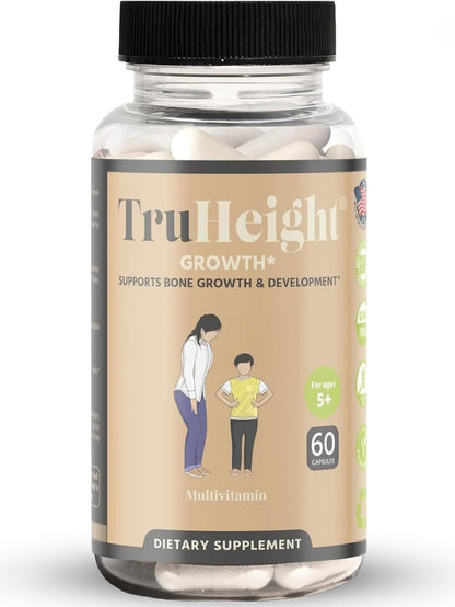 TruHeight Growth Capsules - Natural Growth & Development Supplement for Kids & Teens - Endorsed by Pediatricians - Vitamin D, K, Calcium & Ashwaganda - Bone Strength Capsules - Kids Vitamins - Ages 5+ Nirvana Guru