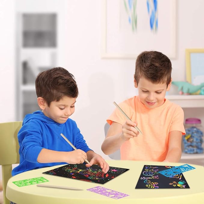 FUNNYB&G Rainbow Scratch Paper Art for Kids - 100 Pcs Magic Rainbow Scratch Paper Off Set Scratch Easter Crafts Arts Supplies Kits Pads Sheets for Party Games Halloween Christmas Birthday Gifts nirvanaguru