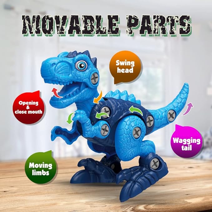 Dinosaur Toys for 3, 4, 5, 6, 7 Year Old Boys, Take Apart Toys with Electric Drill for Kids, STEM Educational Construction Building Toy, Ideal Birthday Christmas Easter Gifts, Incl Tyrannosaurus Rex nirvanaguru