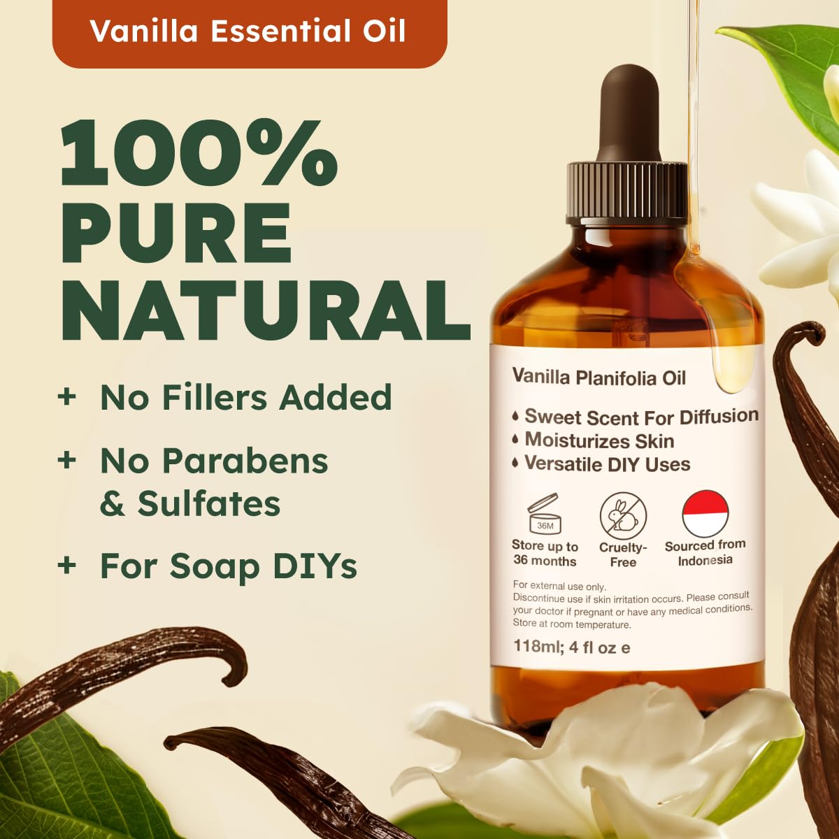KUKKA essential oils 100% Pure & Natural Lavender Essential Oil for Diffuser, Body, Aromatherapy & Soap Making Scent (4 Fl Oz/118 ml)