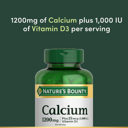 Nature's Bounty Calcium 1200 mg with Vitamin D3 - Bone Health Softgels, Calcium and Vitamin D Supplement, 120 ct (Pack of 1)