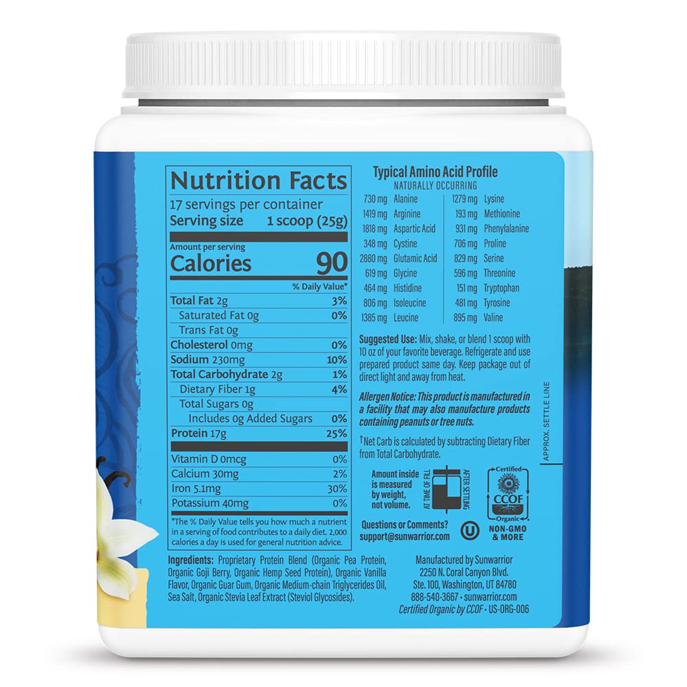 Organic Plant Based Protein Powder | Vegan Organic Protein Powder Vanilla Flavored with BCAA Amino Acids & Hemp Seed Pea Blend | Non-GMO Soy Dairy Filler & Gluten Free (Vanilla, 32 Servings) - Nirvana Guru