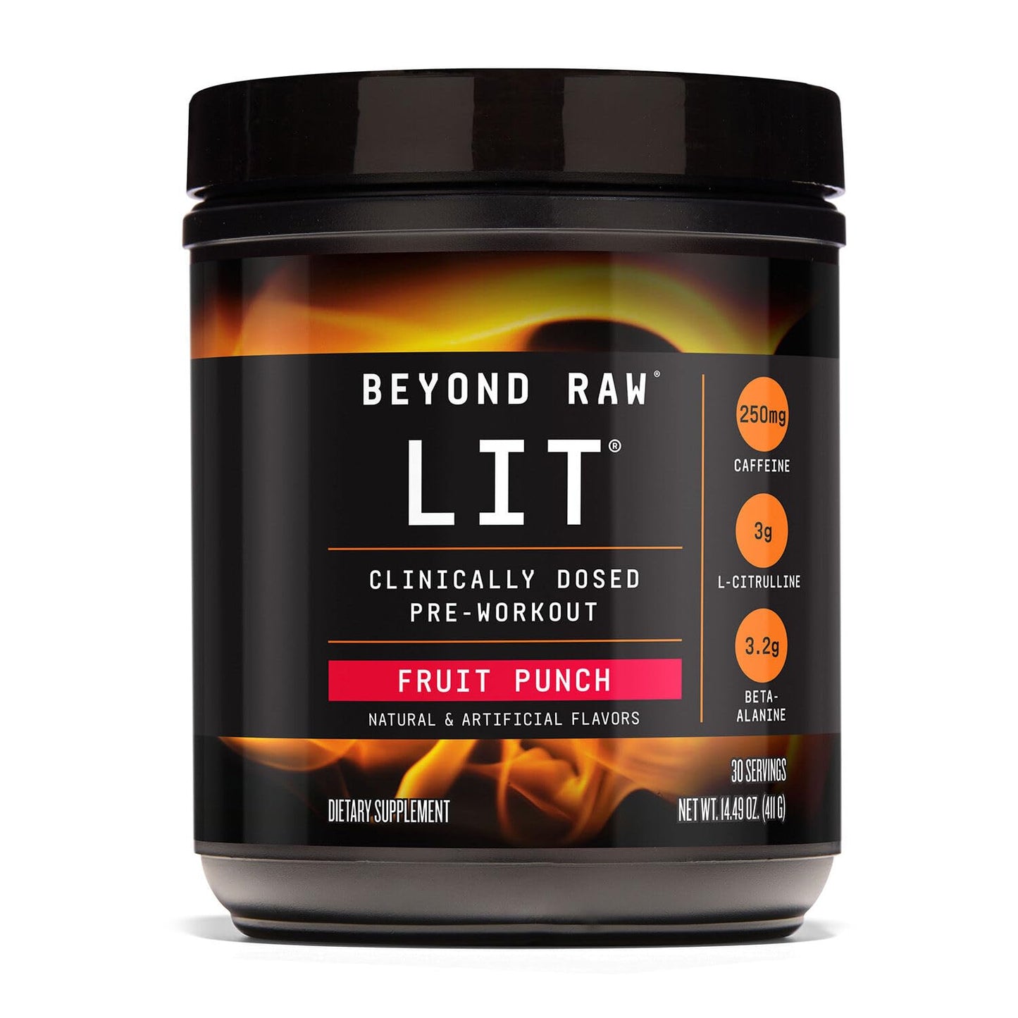 BEYOND RAW LIT Pre Workout Powder Supplement for Men and Women, Energy, Focus, Endurance, Pumps, Nitric Oxide Boost, 250mg Caffeine, Creatine, Beta Alanine, Gummy Worm, 30 Servings Nirvana Guru