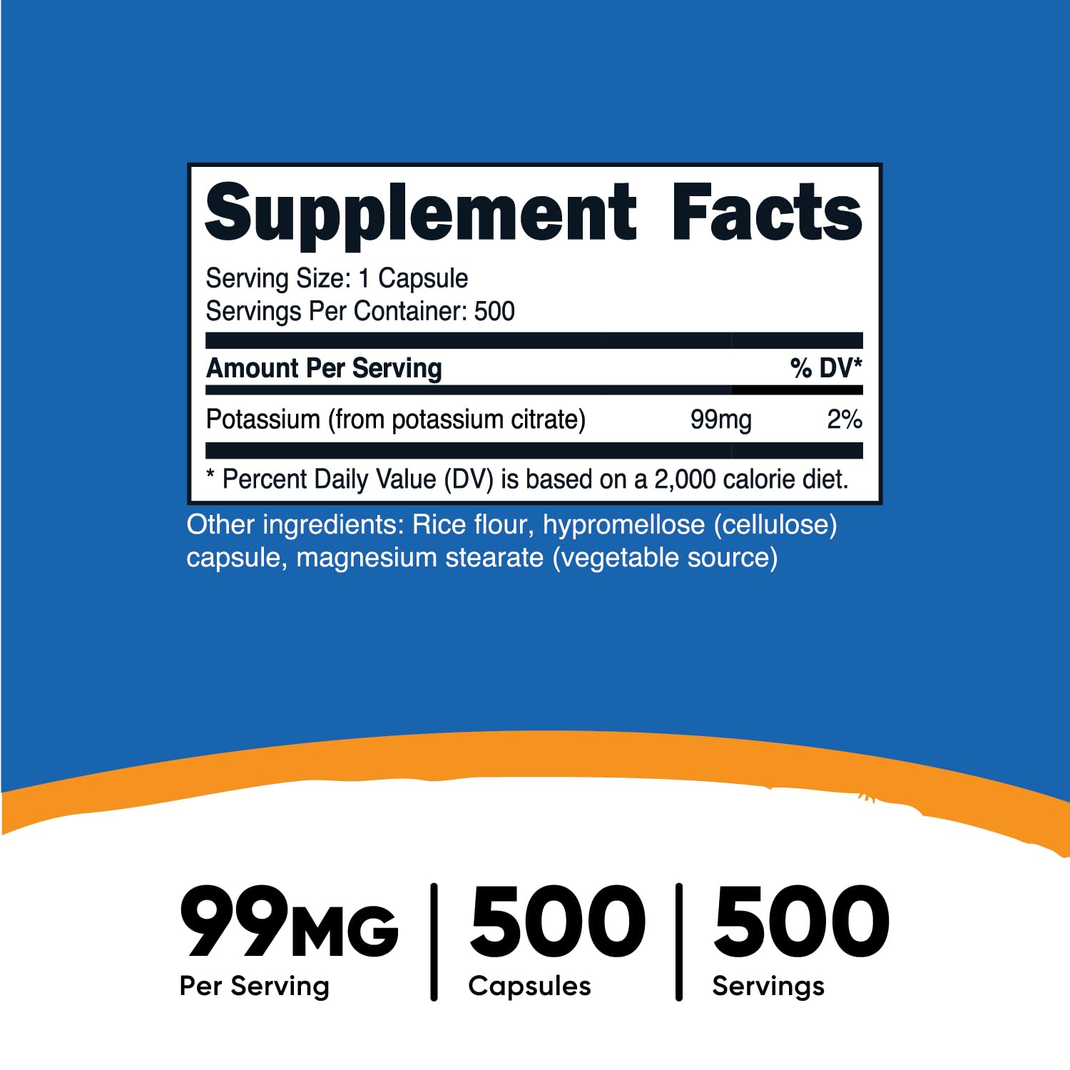 Nutricost Potassium Citrate 99mg, 500 Capsules Nirvana Guru