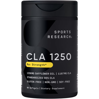 Sports Research CLA - 1250mg with Active Conjugated Linoleic Acid for Men and Women | Non-GMO, Soy & Gluten Free - 95% (180 Softgels)… - Nirvana Guru