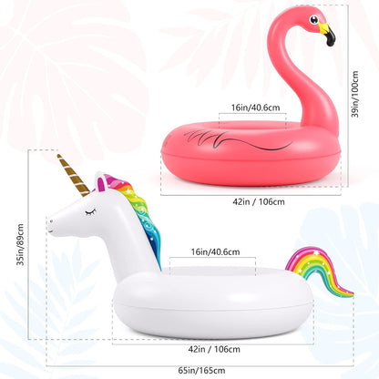 Inflatable Unicorn Flamingo Pool Floats - Jasonwell 2 Pack Pool Floaties Inflatables Rafts for Swimming Pool Tubes for Floating Lake Beach Floaty Swim Rings Pool Party Toys for Adults Kids Nirvana Guru