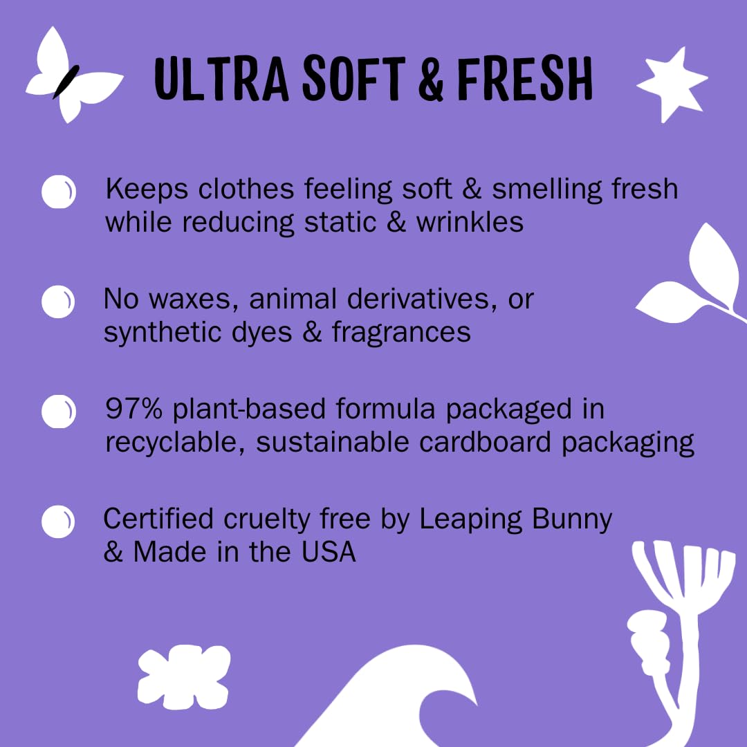 Molly's Suds Fabric Softener Dryer Sheets for Sensitive Skin | Plant-Based Static Reducer, Plastic-Free Packaging | Lavender (120 Sheets) Nirvana Guru