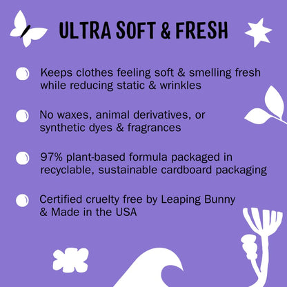 Molly's Suds Fabric Softener Dryer Sheets for Sensitive Skin | Plant-Based Static Reducer, Plastic-Free Packaging | Lavender (120 Sheets) Nirvana Guru