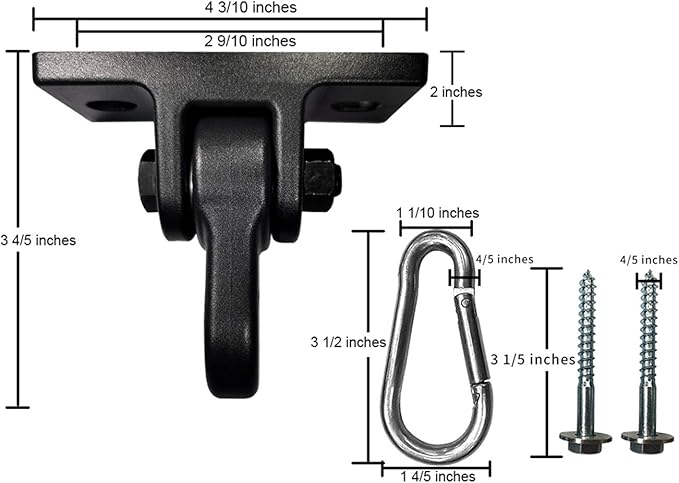 Heavy Duty Black Swing Hangers Screws Bolts Included Over 5000 lb Capacity Playground Porch Yoga Seat Trapeze Wooden Sets Indoor Outdoor 2 Pack Nirvana Guru