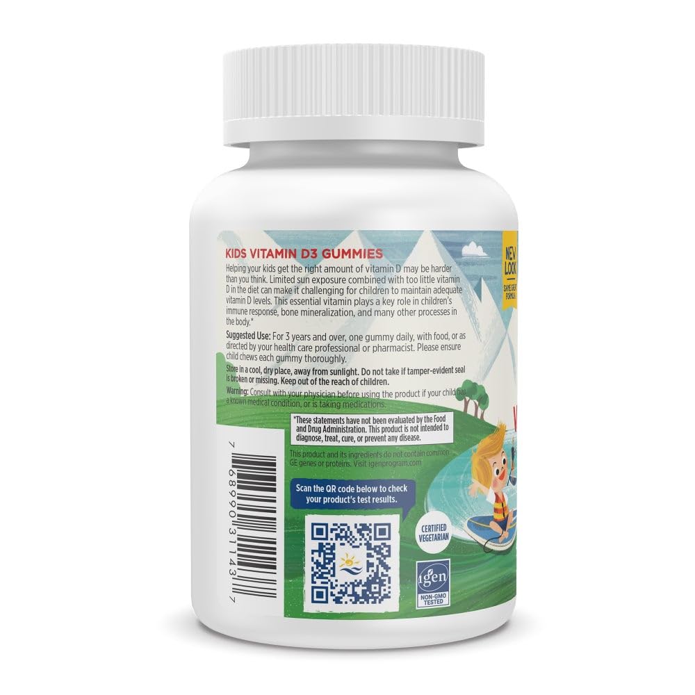 Nordic Naturals Vitamin D3 Gummies Kids, Wild Watermelon Splash - 120 Gummies - 400 IU Vitamin D3 - Bone Health, Healthy Immunity - Non-GMO, Vegetarian - 120 Servings - Nirvana Guru