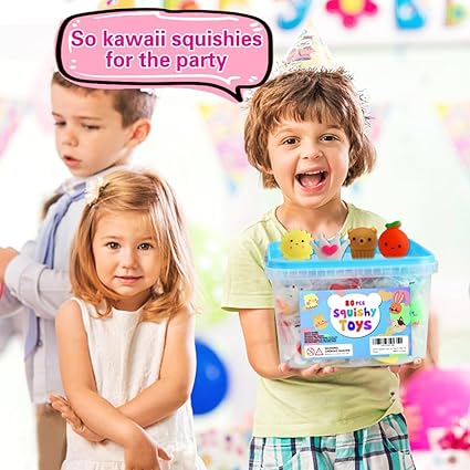 80Pcs Party Favors for Kids 4-8, Kawaii Squishies Mochi Squishy Toy Bulk Fidget Sensory Toys Birthday Gifts for Boys Girls Goodie Bag Christmas Stocking Stuffers Treasure Box Classroom Prizes nirvanaguru