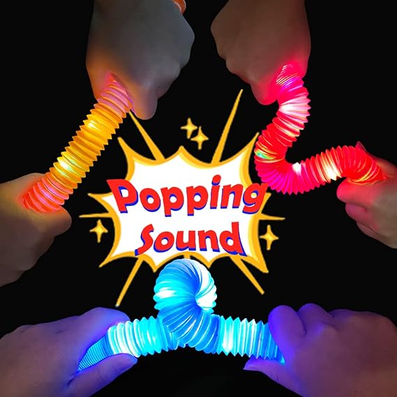 Glow Sticks Camping Essentials for Toddlers-6 PCS Light Up Pop Tube Party Favors Toys Gifts for Kids Halloween,LED Bracelet Necklace Accessories,Fun Camp Games Activities Gear Stuff for Boys Girls nirvanaguru