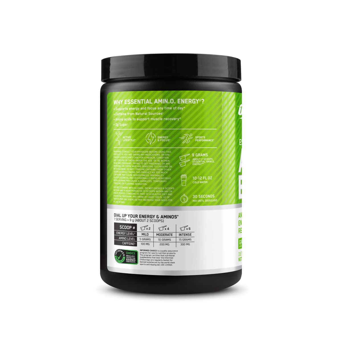 Optimum Nutrition Amino Energy - Pre Workout with Green Tea, BCAA, Amino Acids, Keto Friendly, Green Coffee Extract, Energy Powder - Concord Grape, 65 Servings (Packaging May Vary)