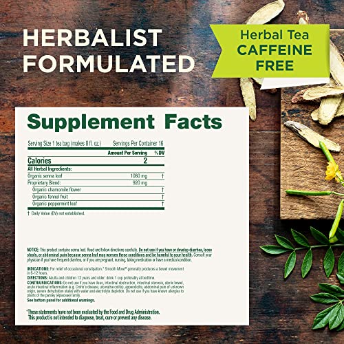 Traditional Medicinals Tea, Organic Smooth Move Peppermint, Relieves Occasional Constipation, Senna, 16 Tea Bags - Nirvana Guru