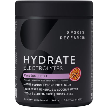 Sports Research® Hydrate Electrolytes Powder Packets - Sugar-Free & Naturally Flavored with Vitamins, Minerals, and Coconut Water - Supports Hydration - 32 Packets - Variety Pack - Nirvana Guru