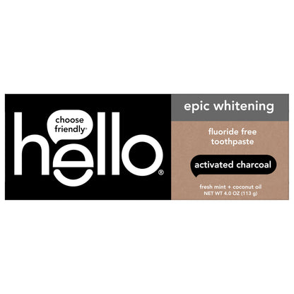 Hello Activated Charcoal Toothpaste, Fluoride Free with Activated Charcoal, Teeth Whitening Toothpaste with Fresh Mint and Coconut Oil, No SLS, Vegan, Gluten Free, 3 Pack, 4 OZ Tubes Nirvana Guru