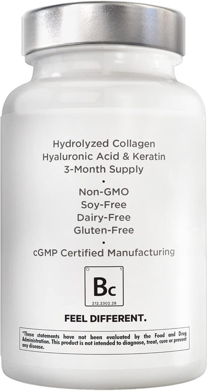 Amen Biotin Collagen Vitamins+ 10,000 mcg Biotin Supplement - Hydrolyzed Collagen, Vitamins C & E, Folate, Hyaluronic Acid, Keratin, MSM, Saw Palmetto - 3-Month Supply - Non-GMO - 90 Capsules Nirvana Guru