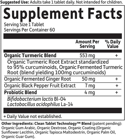 Garden of Life Organics Extra Strength Turmeric Inflammatory Response 60 Tablets-100mg Curcumin (95% Curcuminoids) Black Pepper, Probiotics, Organic Non-GMO Vegan Gluten Free Herbal Supplement - Nirvana Guru