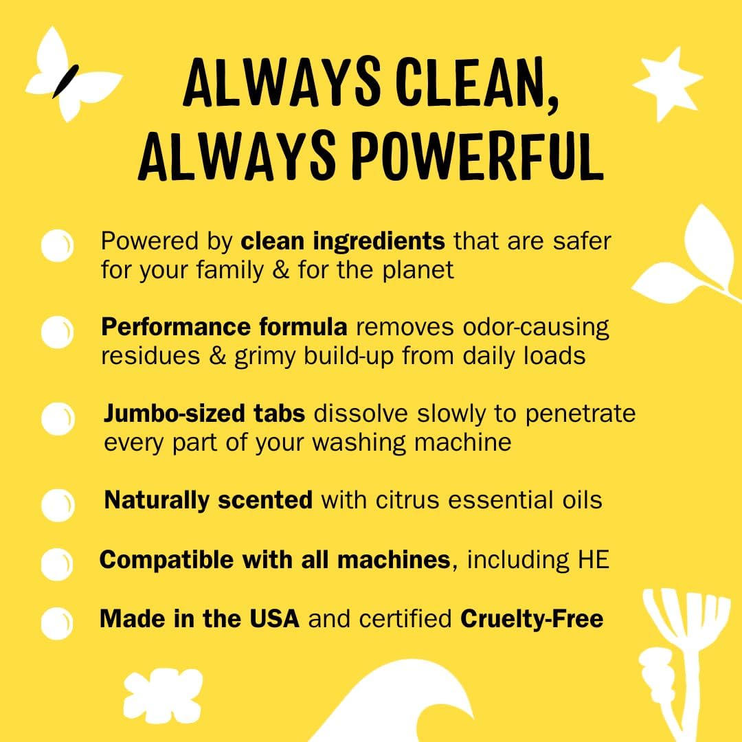 Molly's Suds Washing Machine Cleaner | Removes Odors & Grime from Front & Top Loader Machines, Including HE (Citrus - 10 Tablets) Nirvana Guru