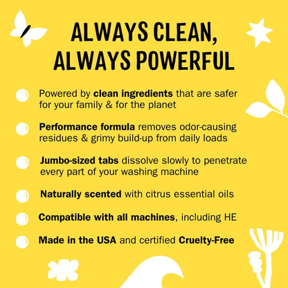 Molly's Suds Washing Machine Cleaner | Removes Odors & Grime from Front & Top Loader Machines, Including HE (Citrus - 10 Tablets) Nirvana Guru