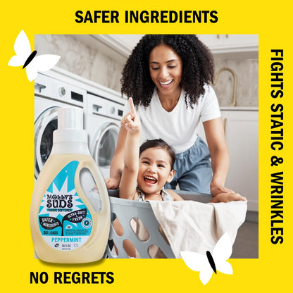 Molly’s Suds Fabric Softener Liquid for Sensitive Skin | Vinegar-Powered, Infused with Essential Oils | Fights Static, Reduces Wrinkles, Deodorizes | Peppermint, 50 Loads Nirvana Guru