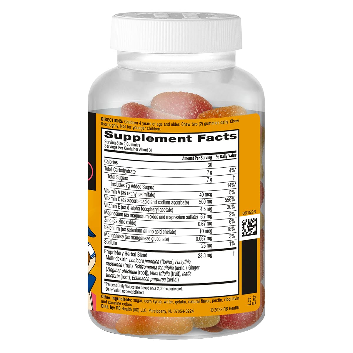 Airborne Vitamin C 500mg (per Serving) - Assorted Fruit Flavored Kids Gummies (63 Count in a Bottle), Gluten-Free Immune Support Supplement with Vitamins C E, Selenium Nirvana Guru