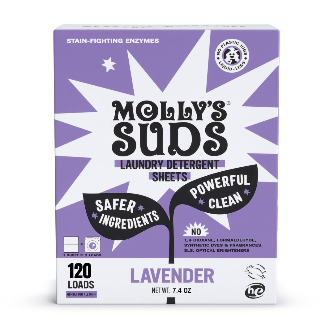 Molly’s Suds Laundry Detergent Sheets | Gentle on Sensitive Skin, Powerful Bio-Based Enzymes, Stain-Fighting | Liquidless & Plastic-Free Packaging | 70 Loads (Unscented) Nirvana Guru