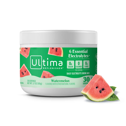 Ultima Replenisher Daily Electrolyte Powder Drink Mix – Sugar Free – Watermelon, 30 Servings – Hydration Powder with 6 Key Electrolytes and Trace Minerals – Keto Friendly, Vegan, Non-GMO - Nirvana Guru