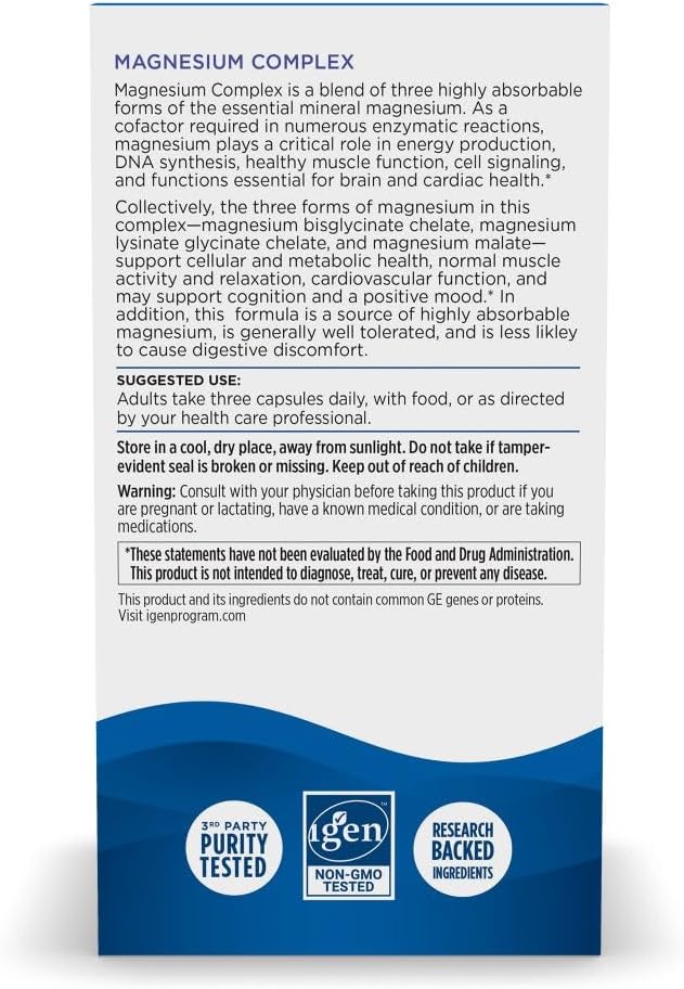 Nordic Naturals Magnesium Complex - 90 Capsules - 225 mg Magnesium, 1.9 mg Iron - Brain & Heart Health, Mood, Energy, & Muscle Relaxation - Non-GMO, Vegan - 30 Servings - Nirvana Guru