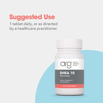 Allergy Research Group DHEA 25mg Supplement - Hormone Support for Men & Women, Micronized Lipid Matrix, Hypoallergenic, Soy-Free, Scored Tablets - 60 Count Nirvana Guru