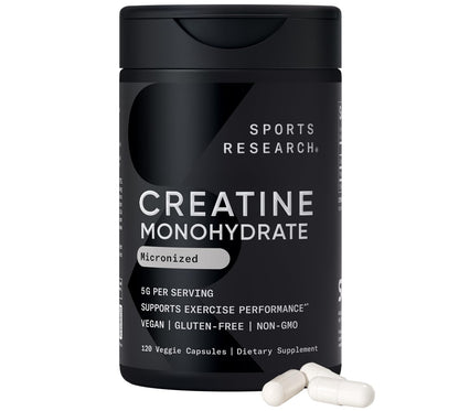 Sports Research Creatine Monohydrate - Gain Lean Muscle, Improve Performance and Strength and Support Workout Recovery - 5 g Micronized Creatine - 1.1LBS - Nirvana Guru