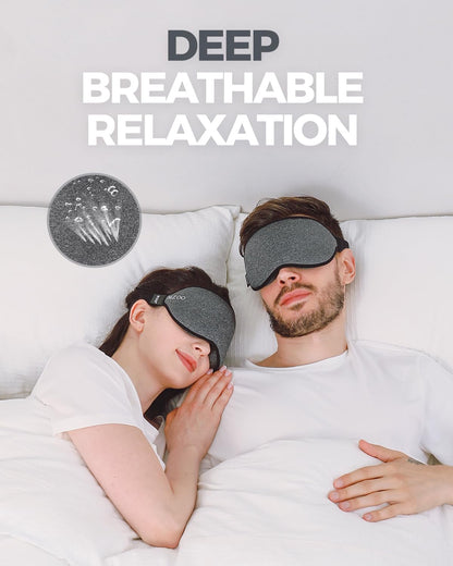 MZOO Sleep Eye Mask for Side Sleeper Men Women, Zero Eye Pressure 3D Sleeping Mask, Light Blocking Patented Design Night Blindfold, Soft Eye Shade Cover for Travel, Black