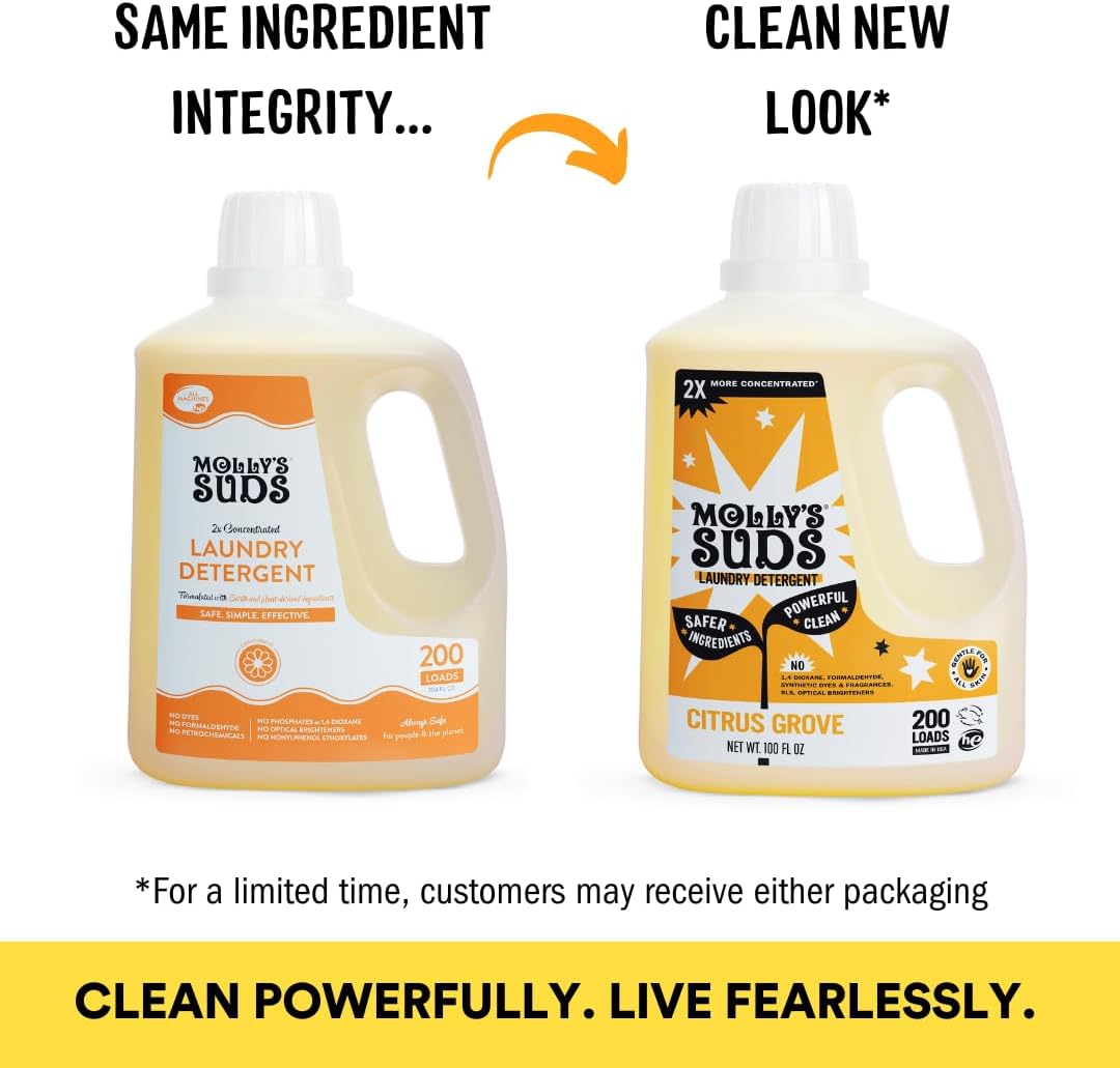 Molly's Suds Liquid Laundry Detergent | Clean Laundry Detergent Soap for Sensitive Skin | 2x Concentrated, High Efficiency (HE) | Unscented - 100 Loads Nirvana Guru