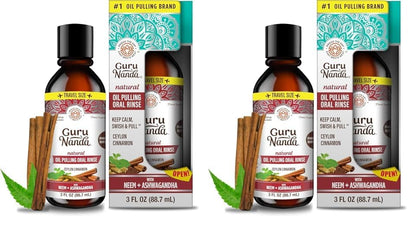 GuruNanda Travel Size CocoMint Oil Pulling Mouthwash, 7 Essential Oils & Vitamins, Promotes Fresh Breath & Happy Gums, No Alcohol & Fluoride, 3 oz Nirvana Guru