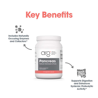 Allergy Research Group Pancreas Supplement - Pancreatic Enzymes for Women and Men, Digestive Pork Pancreas Powder Capsules, Healthy Digestion Support - 720 Capsules Nirvana Guru