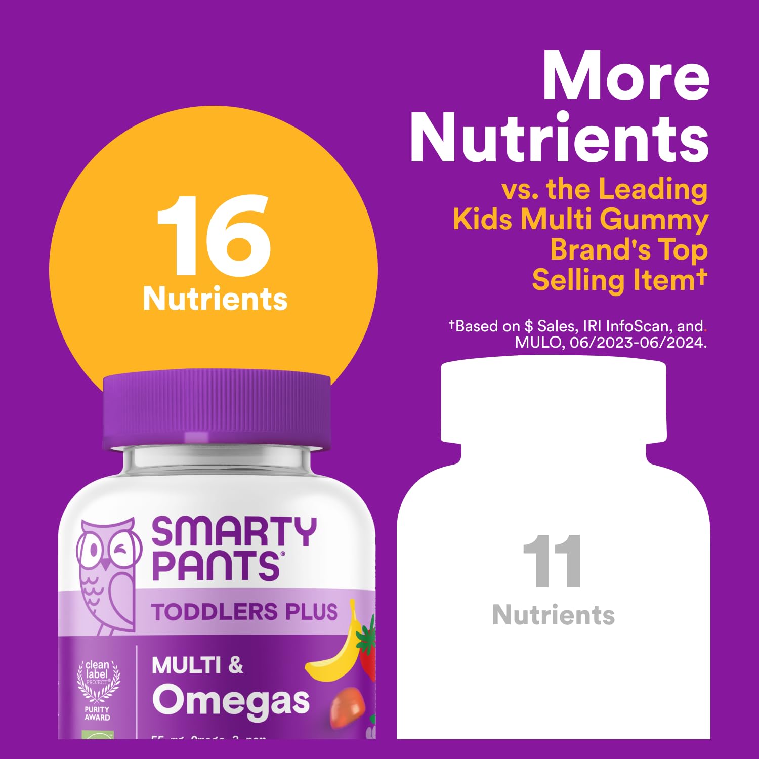 SmartyPants Toddler Multivitamin Gummies - Improved Formula: Omega 3 (DHA/EPA), Vitamins D3, C, Vitamin B12, B6, A, K & Zinc, Biotin, Gluten Free, Three Fruit Flavors, 60 Count (30 Day Supply) Nirvana Guru