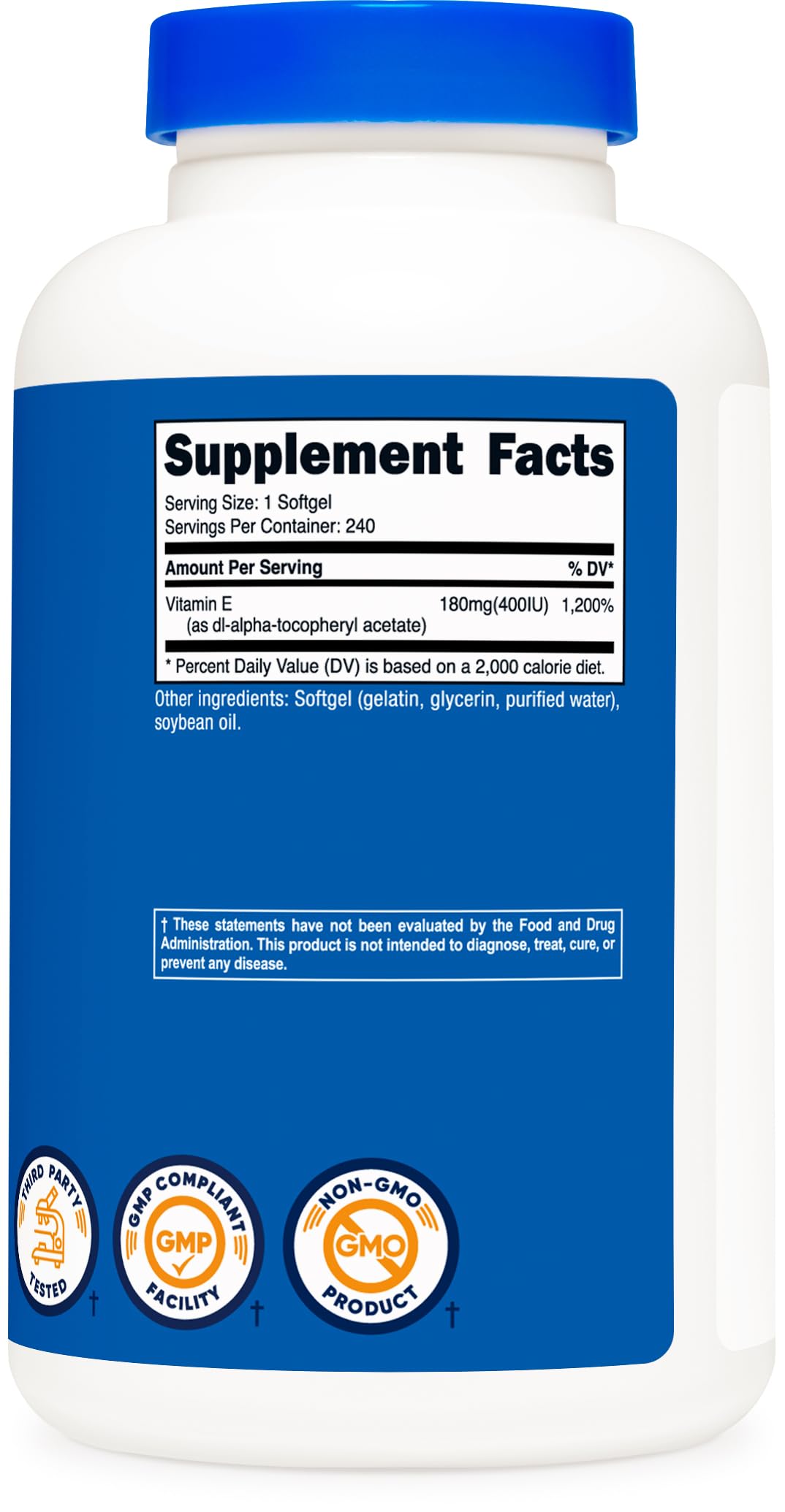 Nutricost Vitamin E 400 IU, 240 Softgel Capsules - Gluten Free, Non-GMO Nirvana Guru