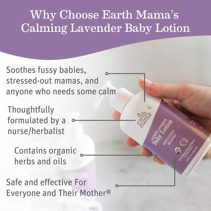 Earth Mama Calming Lavender Baby Lotion for Dry Skin, Calendula Cream for Newborn Skin Care, Organic Moisturizer for Children with Aloe Juice, Rooibos, & Shea Butter, Lavender Lotion, 8 Fl Oz Nirvana Guru