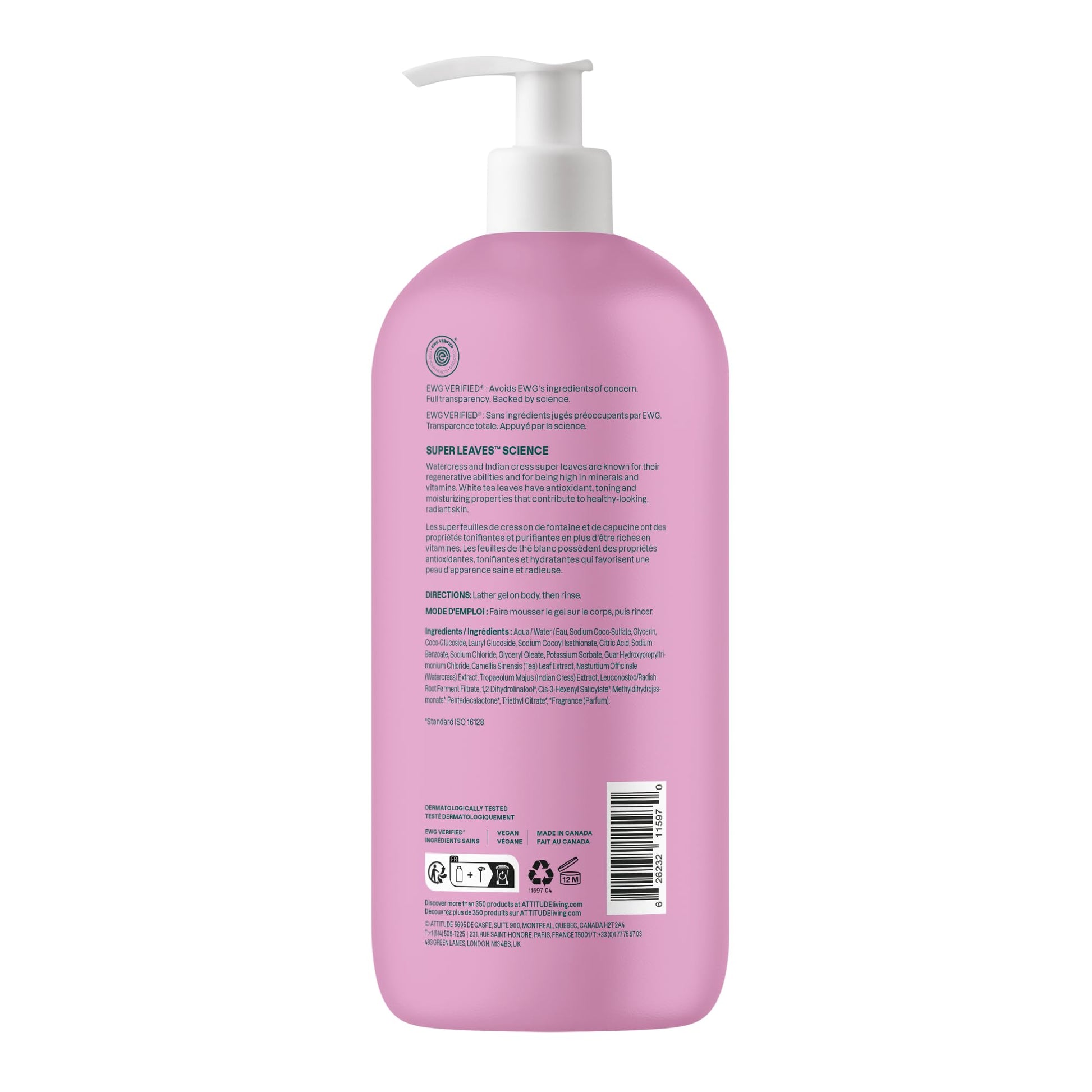 ATTITUDE Body Wash, EWG Verified Shower Gel, Dermatologically Tested, Plant and Mineral-Based, Vegan Personal Care Products, Orange Leaves, 32 Fl Oz Nirvana Guru