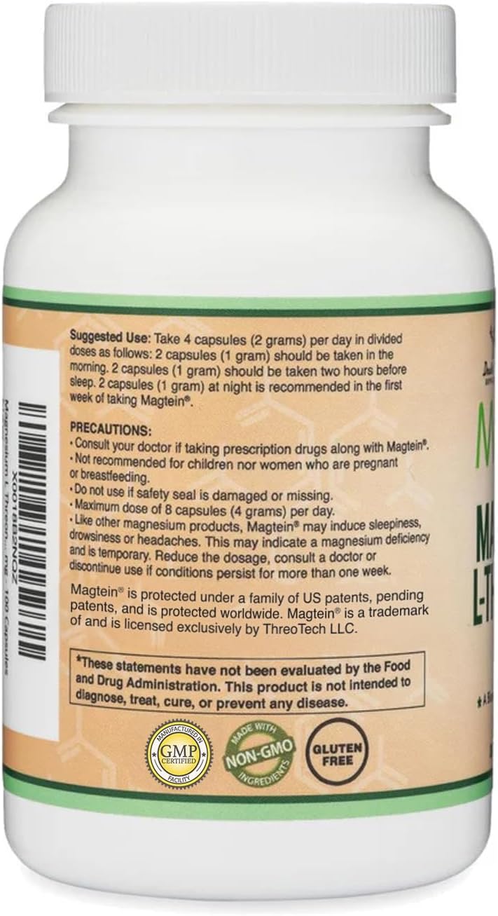 Magnesium L Threonate, Magtein™, Sleep and Cognitive Support – High Absorption – Most Bioavailable Form of Magnesium – 2,000 mg – 120 Capsules Nirvana Guru