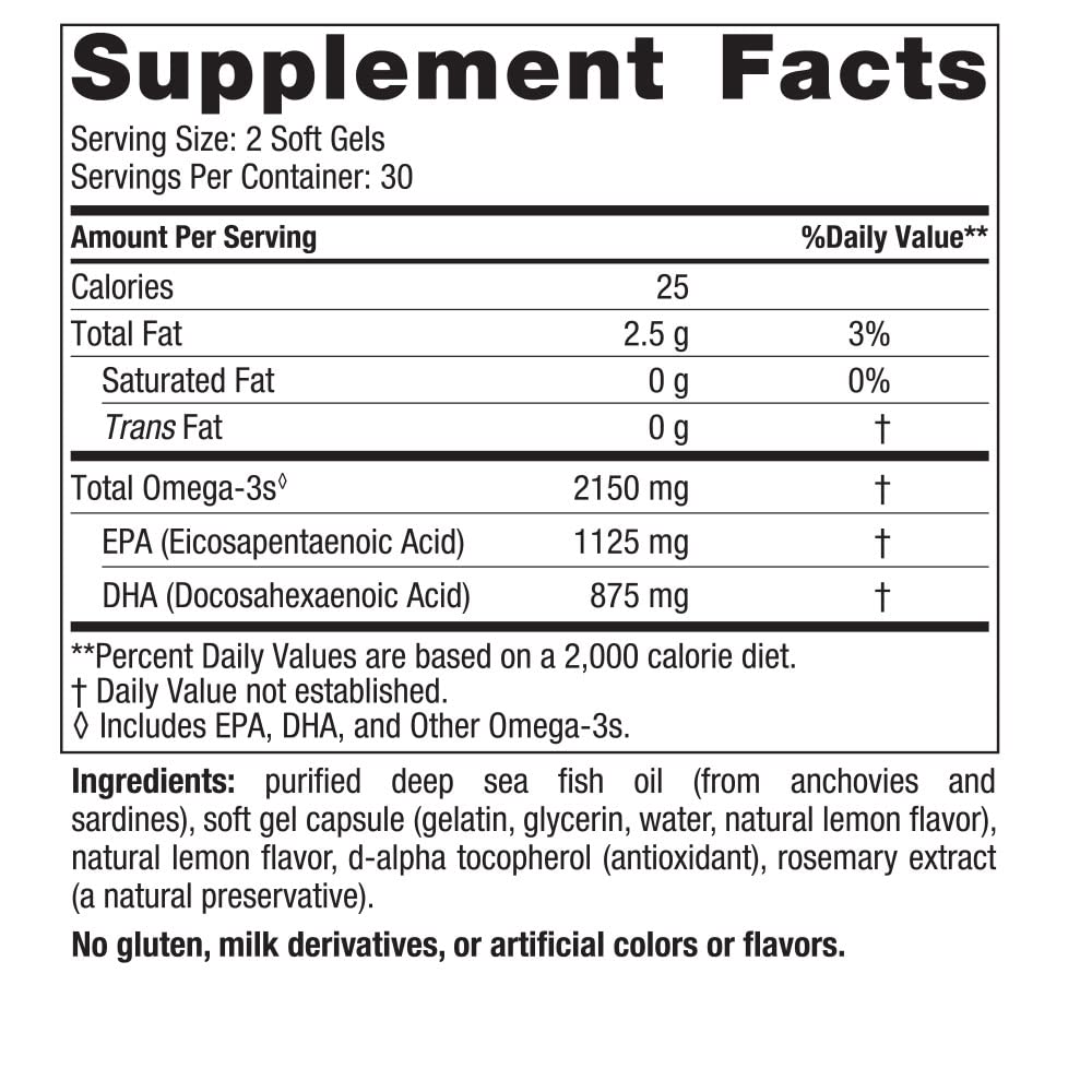 Nordic Naturals Ultimate Omega 2X, Lemon Flavor - 60 Soft Gels - 2150 mg Omega-3 - High-Potency Fish Oil with EPA & DHA - Promotes Brain & Heart Health - Non-GMO - 30 Servings - Nirvana Guru