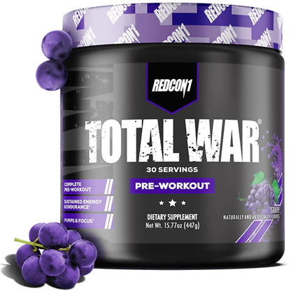 REDCON1 Total War Pre Workout Powder, Blue Lemonade - Beta Alanine + Citrulline Malate Keto Friendly Preworkout for Men & Women with 320mg of Caffeine - Fast Acting (30 Servings) Nirvana Guru