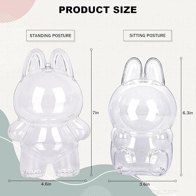 Protective Case Compatible with LABUBU Doll - Crystal-Clear Hard Display Box with Keychain & Dustproof Cover, Secure Backpack Hooks for Shelf/Outdoor Showcase (Doll Not Included)（Standing） nirvanaguru