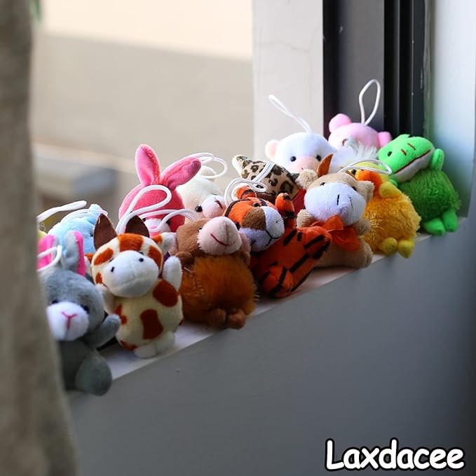 32 Piece Mini Plush Animal Toy Set, Cute Small Animals Plush Keychain Decoration for Themed Parties, Kindergarten Gift, Teacher Student Award, Goody Bags Filler for Boys Girls Child Kid Laxdacee nirvanaguru
