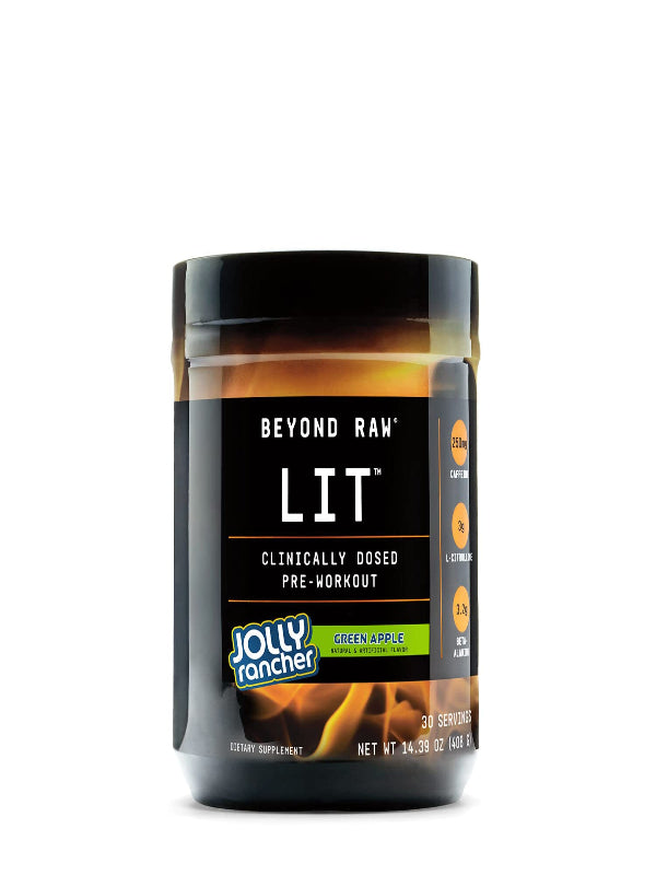 BEYOND RAW LIT Pre Workout Powder Supplement for Men and Women, Energy, Focus, Endurance, Pumps, Nitric Oxide Boost, 250mg Caffeine, Creatine, Beta Alanine, Gummy Worm, 30 Servings Nirvana Guru