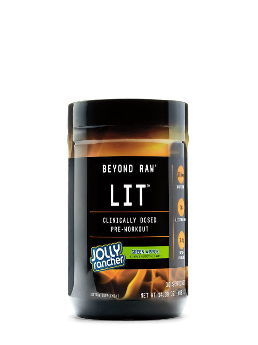 BEYOND RAW LIT Pre Workout Powder Supplement for Men and Women, Energy, Focus, Endurance, Pumps, Nitric Oxide Boost, 250mg Caffeine, Creatine, Beta Alanine, Gummy Worm, 30 Servings Nirvana Guru