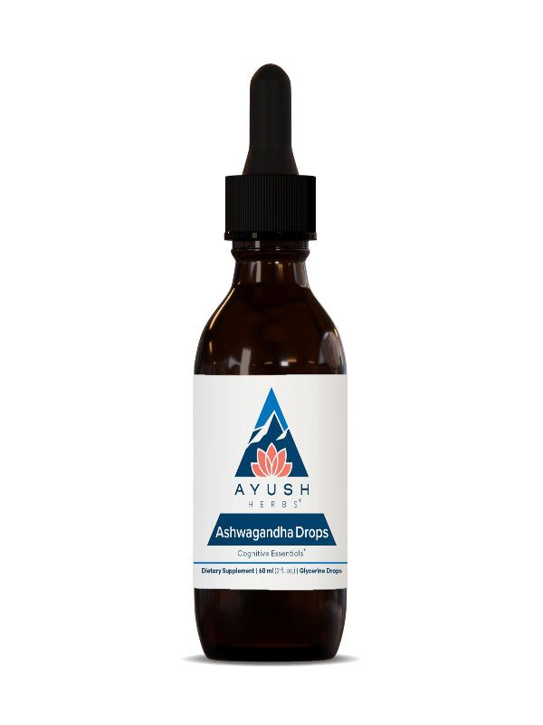 Ayush Herbs Ashwagandha Drops - Ashwagandha Alcohol-Free Drops for Adults, Calming Daily Supplement for Focus & Attention with Organic Ashwagandha, Lemon Flavor - 2 Fl Oz (80 Servings) Nirvana Guru