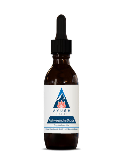 Ayush Herbs Ashwagandha Drops - Ashwagandha Alcohol-Free Drops for Adults, Calming Daily Supplement for Focus & Attention with Organic Ashwagandha, Lemon Flavor - 2 Fl Oz (80 Servings) Nirvana Guru