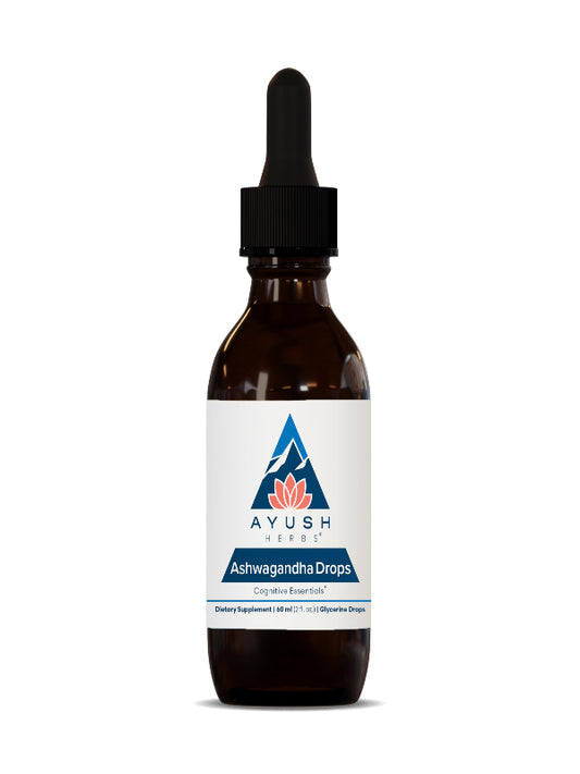 Ayush Herbs Ashwagandha Drops - Ashwagandha Alcohol-Free Drops for Adults, Calming Daily Supplement for Focus & Attention with Organic Ashwagandha, Lemon Flavor - 2 Fl Oz (80 Servings) Nirvana Guru